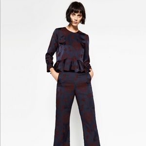 Zara Jacquard Peplum Top